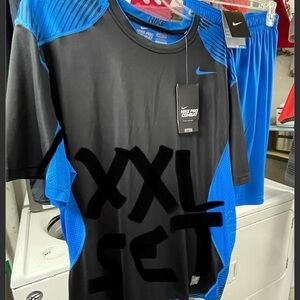 Brand New XXL Nike Black and Blue Short Sleeve Pro Combat Training Shirt